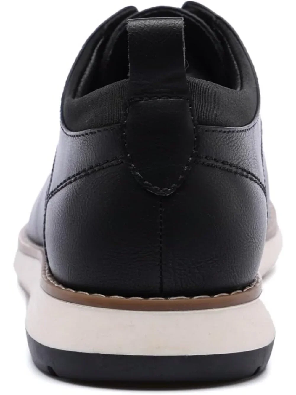 Men's Black Plain Toe Kitten Heel Perforated Lace-up Business Dress Oxford Shoes